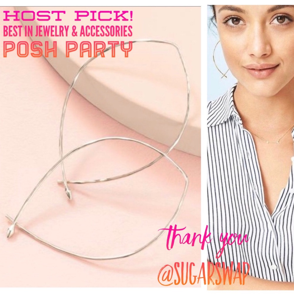 Stella & Dot [STERLING SILVER] LASTPAIR Hammered Wire Large Hoops - Rare Retired